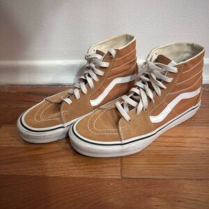 Vans Tan and White High-Top Sneakers